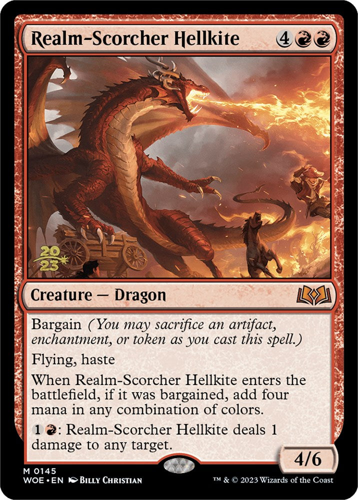 Realm-Scorcher Hellkite [Wilds of Eldraine Prerelease Promos] [ESPAÑOL]