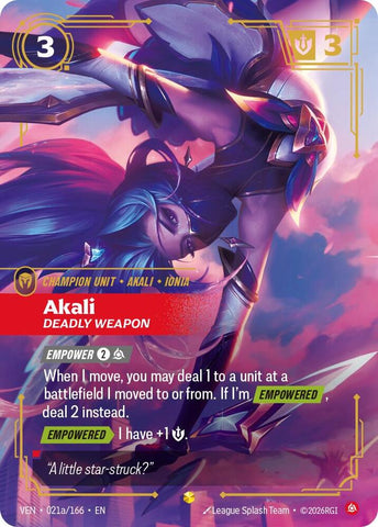 Akali, Deadly Weapon (Alternate Art) - Vendetta (VEN) (021a/166)