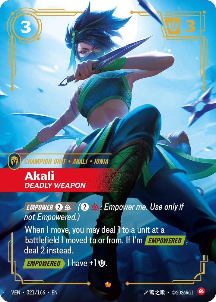 Akali, Deadly Weapon - Vendetta (VEN) (021/166)
