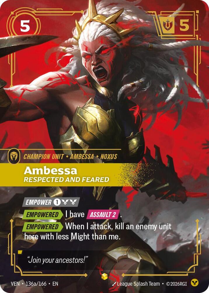 Ambessa, Respected and Feared (Alternate Art) - Vendetta (VEN) (136a/166)