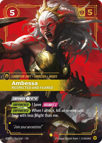 Ambessa, Respected and Feared (Alternate Art) - Vendetta (VEN) (136a/166)